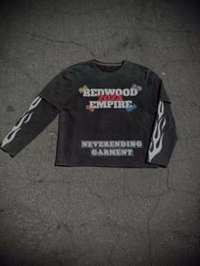 Camiseta personalizada Poping Dance Mock de <span class=keywords><strong>dos</strong></span> piezas con estampado de algodón rasgado desgastado Vintage de doble capa Camiseta de manga larga para hombres - Product Image 6