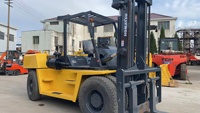 Chariot élévateur diesel Komatsu FD150 d'occasion, 100% d'origine japonaise, 15 tonnes, modèle 2012, hauteur de levage 4,5 m, mât à 3 sections, système hydraulique 6