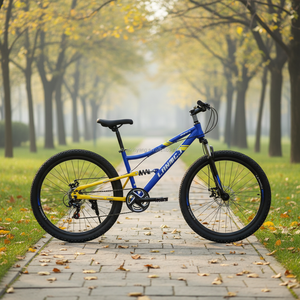 Vélo de montagne à frein à disque 24/26 pouces en acier à haute teneur en carbone, 1 vitesse, double suspension, pour hommes, femmes et enfants – Meilleures ventes à prix réduit - Product Image 4