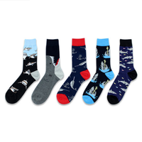 Chaussettes pour hommes imprimées promotionnelles 100% coton Cartoon Business Funny Socks pour hommes