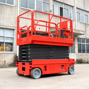 Plataforma de trabajo aéreo de ruedas de <span class=keywords><strong>12M</strong></span> de ancho, elevador de tijera autopropulsado móvil eléctrico barato al por mayor - Product Image 2