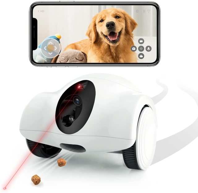 New Pet Toys Wireless 2.4G WiFi Full HD 1080p Smart Pet Camera Robot with Night Vision & Motion Sensor for Dogs & Cats