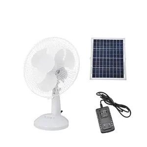 AC DC 14 pouces ventilateur de panneau solaire rechargeable ventilateurs extérieurs à énergie solaire avec lumière led ventilateur de plafond solaire logo imprimé