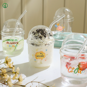 Calcomanías personalizadas Taza de café Iced American Coffee Glass Sublimation Boo BA Cup Summer Office Home Glass Water Cup con tapa y pajita - Product Image 5