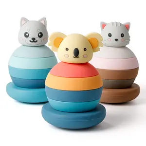Multi-colors 6 Layers Educational Toy Stacking Tumbler Roly Poly Animal Stacker For Baby Early Education
