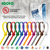 Attaches de câbles en nylon IGOTO PA66, matériau de qualité supérieure, couleurs personnalisées disponibles, attaches de câbles certifiées UL