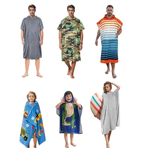 Beach Surf Poncho Super Water Absorbent Custom Logo Black Outdoor Swimming Microfiber Hooded Bath Towel Wrap Beach Towel Poncho