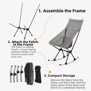 Chaise de camping pliante moderne à dossier haut en aluminium léger, personnalisable avec logo, pour l'extérieur – Vente en gros de mobilier d'extérieur - Product Image 2