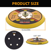 Plaque de support de ponçage de 5 pouces à 5 trous avec fixation auto-agrippante 5/16"-24T pour outils abrasifs, ponceuse et polisseuse