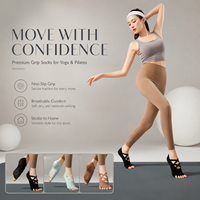 Chaussettes de yoga à cinq doigts pour femmes, antidérapantes, avec grip, pour la danse, le barre, le fitness et l'entraînement