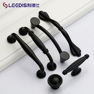 Lgedis Cabinet Handles Black Zinc Alloy Minimalist Design For Furniture Drawer Door Kitchen <b>Wardrobe</b> Hardware - Product Image 2