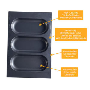 <span class=keywords><strong>Molde</strong></span> <span class=keywords><strong>para</strong></span> hornear <span class=keywords><strong>de</strong></span> acero aluminizado antiadherente <span class=keywords><strong>de</strong></span> grado comercial, con 3 cavidades, ovalado, <span class=keywords><strong>para</strong></span> pan, panecillos y bollos - Product Image 3