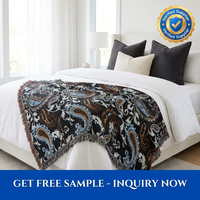Plaid Jacquard Paisley à Franges, Motif Floral Ethnique Bohème pour Canapé et Lit, Couverture Décorative Style Tapisserie Vintage pour la Maison