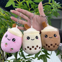 Vente en gros 12cm Kawaii tasse à café en peluche Boba thé fruits pendentif peluche doux écologique mignon bulle thé porte-clés breloque