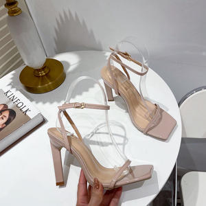 Sandales Femme <span class=keywords><strong>Sexy</strong></span> à Talon Haut Carré de 8cm, Légères et Respirantes, Bout Ouvert, Épaisses, pour Fête, Escarpins Chic - Product Image 4