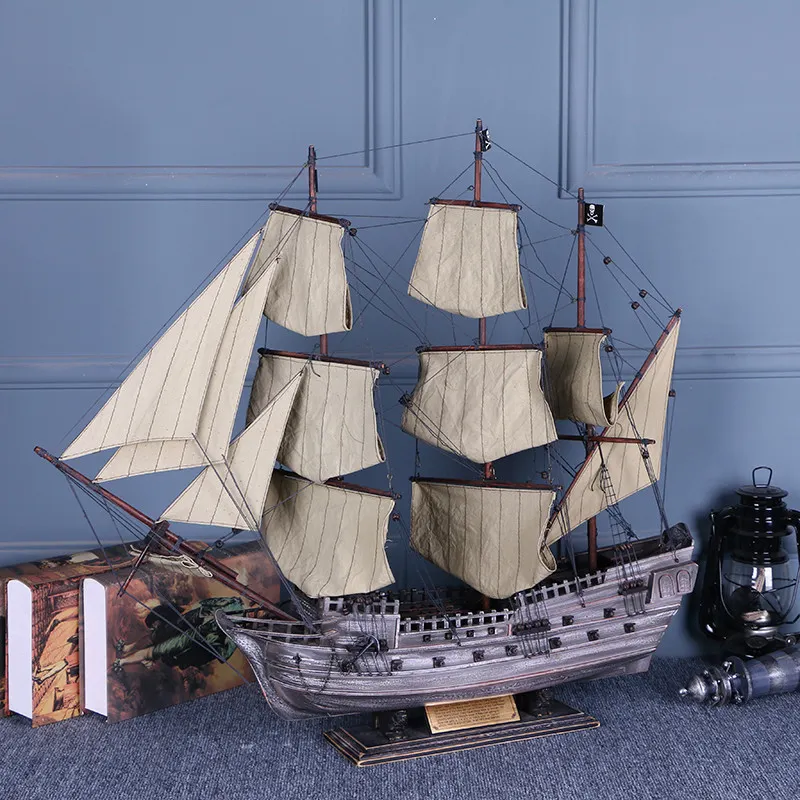Simulate Black Pearl Sailboat Model High Quality Retro Wooden Craft Decor Upscale Craft Ornament Holiday Gift Vintage Ship Model