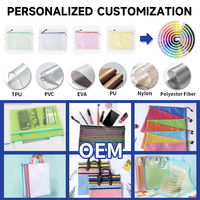 Pochette en maille de bureau avec logo personnalisé, fournitures de papeterie, classeur transparent A4 coloré, sac de documents en plastique imperméable