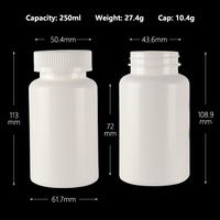 Flacon en plastique blanc HDPE du fabricant, conteneur scellé pour vitamines, médicaments, flacons pharmaceutiques, flacons à capsules, flacons à pilules avec couvercle à vis