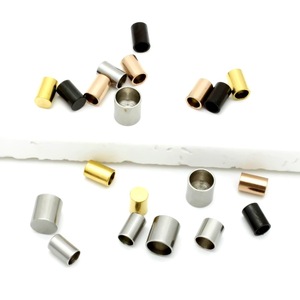 Stainless Steel Jewelry Tube Sleeve Connectors 1.0-10mm Inner Hole For <b>Leather</b> Cord <b>Bracelet</b> Necklace Finishing Buckle - Product Image 1