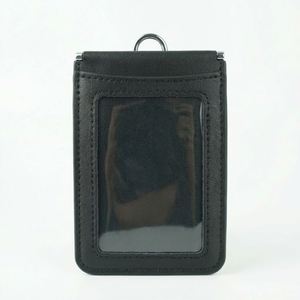 Business Professional Leather ID Card Holder Detachable Card Holder Silk Screen <b>Polyester</b> <b>Lanyard</b> for Office Use - Product Image 1