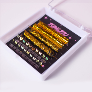 Hỗn Hợp Phong Cách Tinsel Lashes Sáng Bóng Đầy Màu Sắc Lông Mi Mở Rộng Tinsel Holographic Lash Trang Điểm Mix Mini Khay Long Lanh Spike Tinsel - Product Image 4