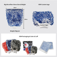 Guante de Microfibra Chenille para Lavado de Autos con Forro Impermeable, para Limpieza de Carrocería y Ruedas, Súper Absorbente y Antiarañazos