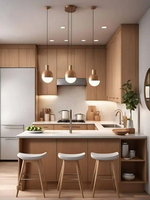 Vermonhouzz Vente en gros de placards de cuisine minimalistes bicolores en bois blanc à ouverture par poussée, avec placage bois et résistance aux taches
