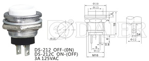 16MM 250VAC Momentary SPST <strong>NO</strong> NC Horn Electrical Push <strong>Buttons</strong> Switch - Product Image 2
