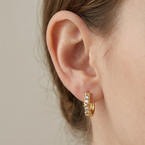 Copper Alloy U Shape Micro Paved Zircon Ear <b>Hooks</b> <b>Earring</b> Wire Gold White Fashion Cuff <b>Earrings</b> - Product Image 2