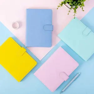 Agenda magnética de cuero pu con impresión personalizada a5, libreta bonita, color rosa y azul, 2021