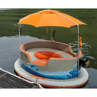 Bateau barbecue gonflable robuste Bateau donut flottant portable pour lacs et rivières Barge de fête barbecue