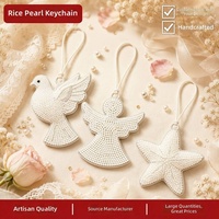 Pendentif étoile colombe ange en perles de riz blanc pur ; Décoration suspendue faite main de style minimaliste en perles ; Accessoire européen et américain