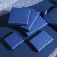 Boîte à bijoux bleue fine personnalisée avec couvercle et base, idéale pour bagues, boucles d'oreilles, colliers, emballage cadeau, logo personnalisé