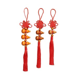 Nudo chino de madera de melocotón natural, colgante de calabaza con borla, decoración para el hogar, coche, amuleto de la suerte, regalo unisex - Product Image 5