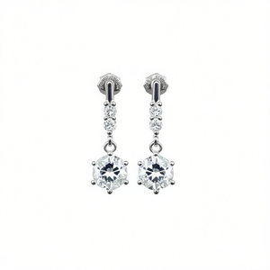 ต่างหูทรงหยดน้ำสีทองคำขาวจาก Suky London ประดับเพชรทรงกลมเจียระไนแบบบริลเลียนท์ ตัวเรือนแบบกรงเล็บ ดีไซน์คลาสสิกสำหรับผู้หญิง - Product Image 1