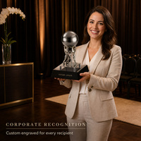 Nouveau design de globe terrestre décoratif personnalisé en cristal et métal, trophée pour récompense de reconnaissance de partenaire