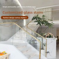 Rampe et garde-corps d'escalier en verre trempé et acier inoxydable sur mesure pour villa, usage intérieur