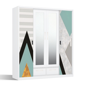 Armario de Almacenamiento de Acero con Puerta Corredera con Espejo y Diseño de 2 Cajones - Product Image 2