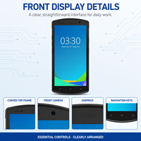 Téléphone robuste et fiable avec lecteur de codes-barres, téléphone mobile 5,7 pouces Android 12 4 Go 64 Go 4G LTE NFC GPS IP65 avec lecteur d'empreintes digitales et batterie amovible