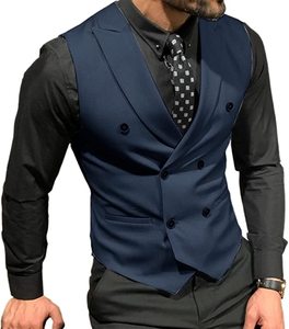 Royal Blue White Double Breasted <strong>Vest</strong> <strong>Men</strong> Business Costume Homme Slim Fit Wedding <strong>Vests</strong> <strong>Men's</strong> Waistcoat Groom Suits <strong>Mens</strong> <strong>Vest</strong> - Product Image 5