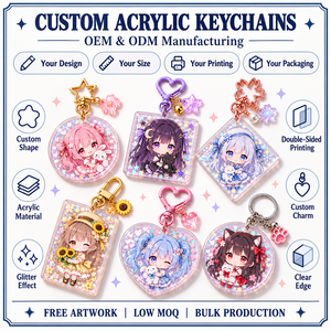 Porte-clés personnalisés en acrylique brillant, mignons, style anime, transparents, imprimés double face, breloques personnalisées, fabrication OEM ODM - Product Image 4