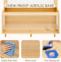 Cage à hamster en bois, grande cage pour animaux de 100 cm de large avec habitat de 50 cm de haut, panneaux en acrylique résistants à la mastication avec dessus ouvrable, enclos en bois