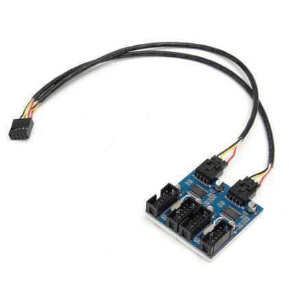 Motherboard 9 Pin USB Header Male 1 to 2 / 4 Female Extension Splitter Cable USB 2.0 Hub 9 pin Connector Adapter