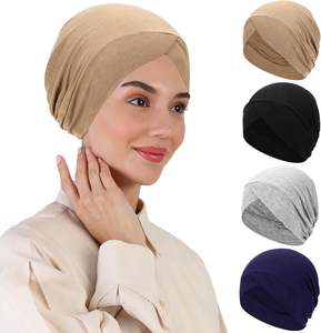 卸売イスラム教徒女性用ストレッチソリッドカラーHijabボンネットキャップ,イスラムスカーフ下プルオーバーHijabアンダーキャップ - Product Image 1