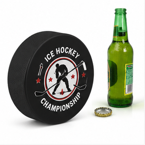 Apribottiglie a Forma di Disco da Hockey su Ghiaccio con Logo Personalizzato Stampato UV, Regalo Promozionale Unico per Feste e Bar - Product Image 1