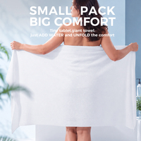 Serviette jetable 70x140cm en fibres végétales 100% hypoallergéniques, douce, compressée, non tissée, de bonne qualité, pour peaux sensibles, pour adultes, pour le voyage
