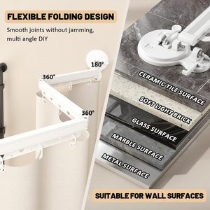 CF <span class=keywords><strong>tringle</strong></span> à rideau de douche pliable à 360 ° pour salle de bain, cintre rétractable, porte-linge - Product Image 3
