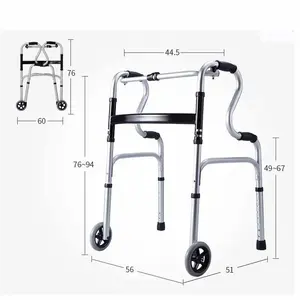 Four Wheel Walker Underarm Walking Stick Disabled Rollator Aluminum Alloy Standing Frame Mobility Orthopedic Folding Transfer