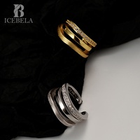 ICEBELA S925 Pendientes de Plata de Ley con Microdiamantes para Mujer, Estilo Ins, Diseño Hueco con Líneas Cepilladas, Tipo Clip