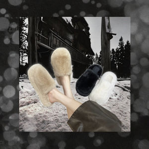 Mules de Moda para Mujer, Invierno y Primavera, Cálidas, Peludas, de Piel Sintética de Visón, Planas, Deslizantes, Punta Cerrada, Mocasines, Interior y Exterior, Suela Suave, Forro de Felpa - Product Image 3